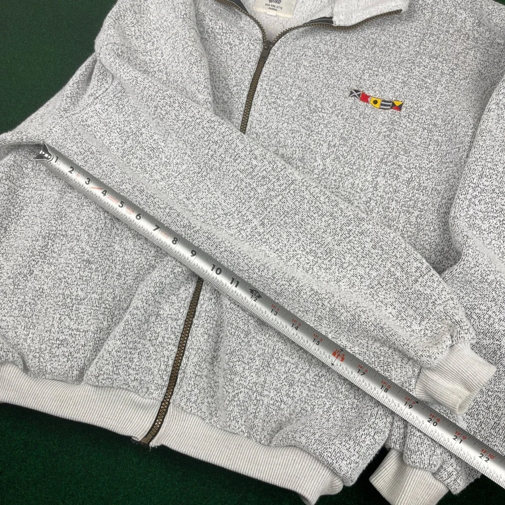 EXP Designs Full Zip Fleece‎ Sweater Men's L Gray Spekle Nautical Flags